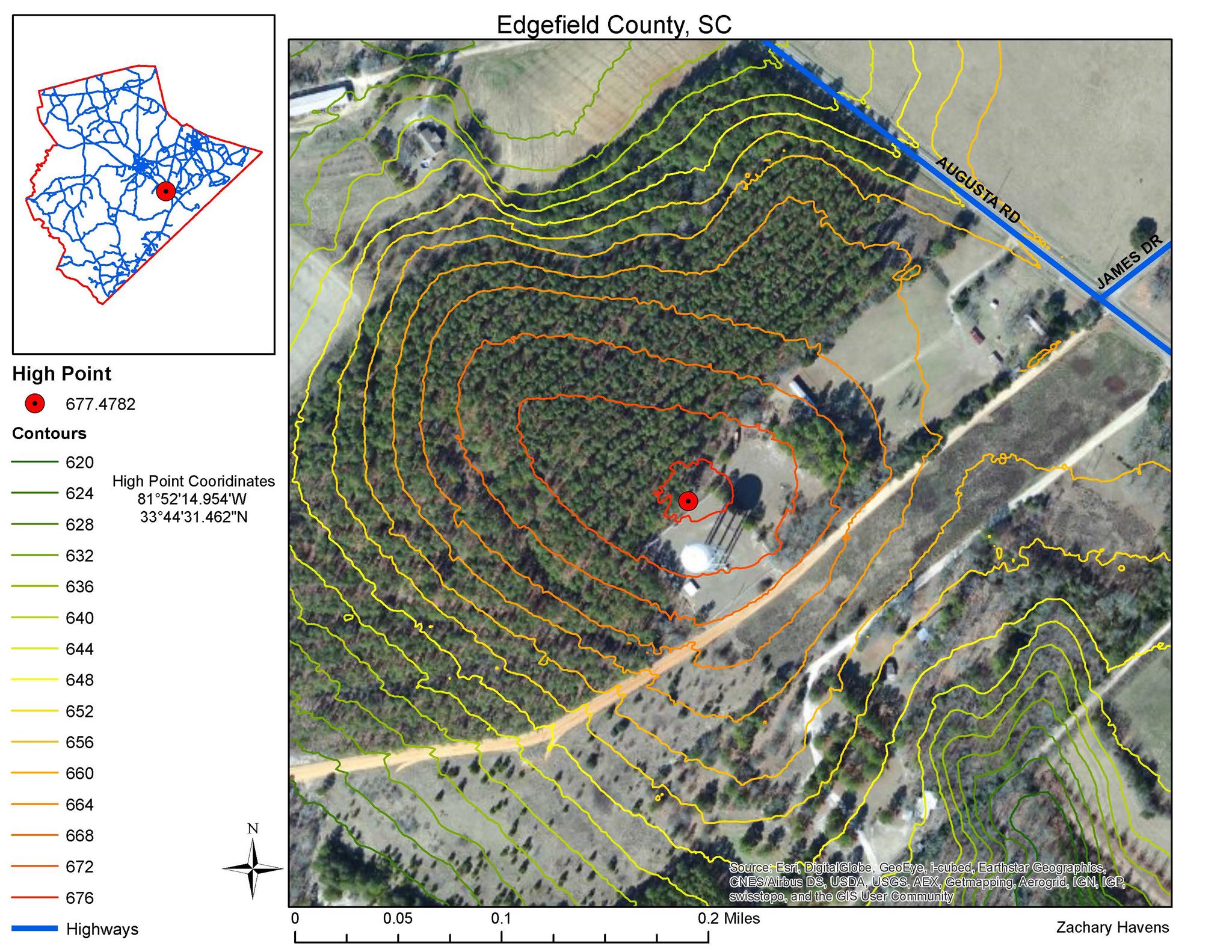 Edgefield County Gis Map Edgefield County High Point - Peakbagger.com